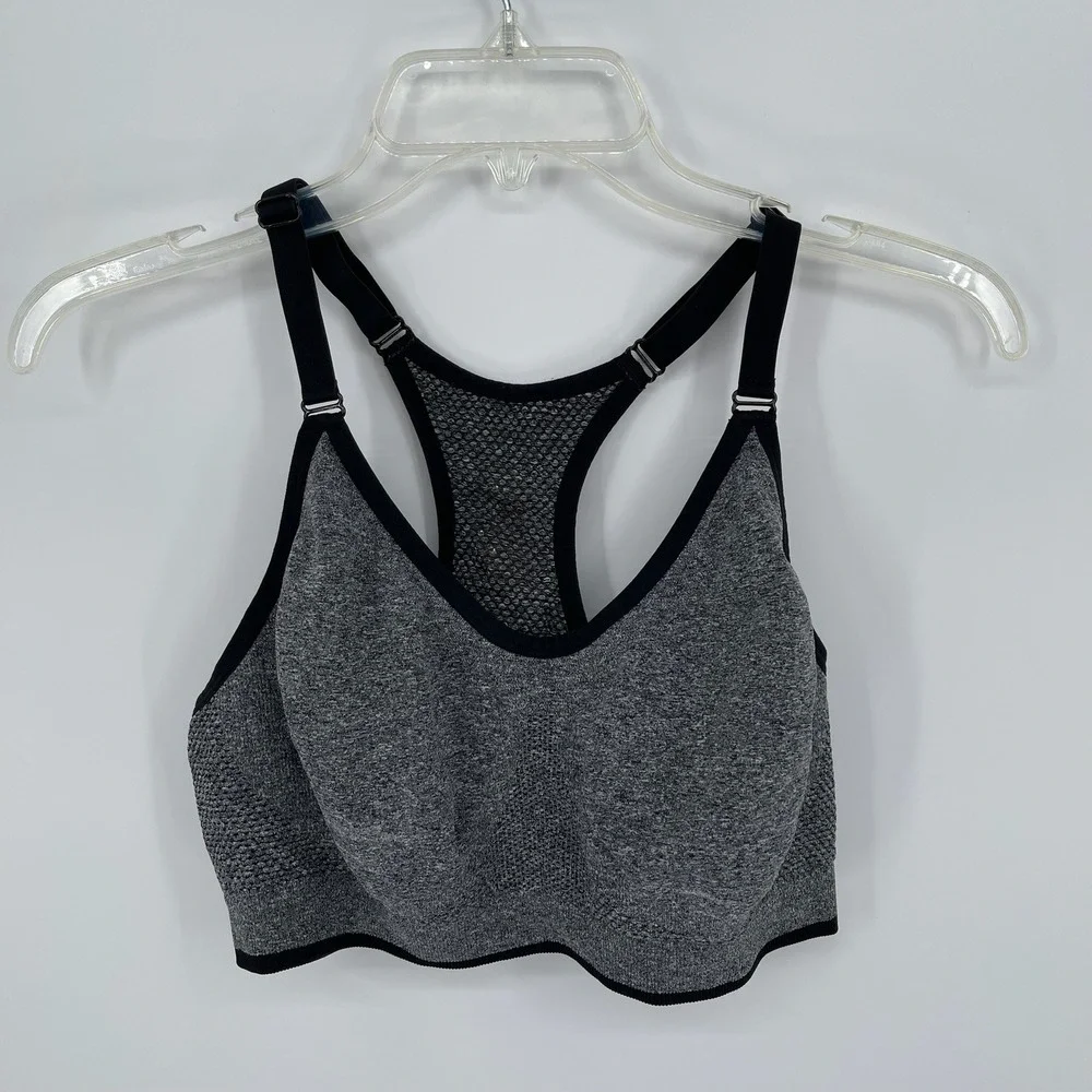 Women's Gray Marled Racerback Seamless Sports Bra Size Large‎
